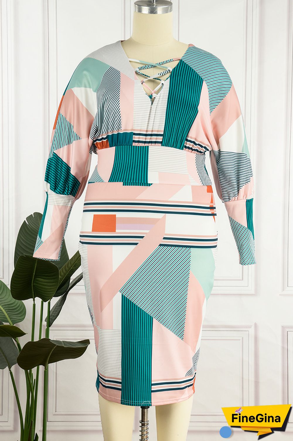 Apricot Sexy Casual Print Bandage Printing V Neck Wrapped Skirt Dresses