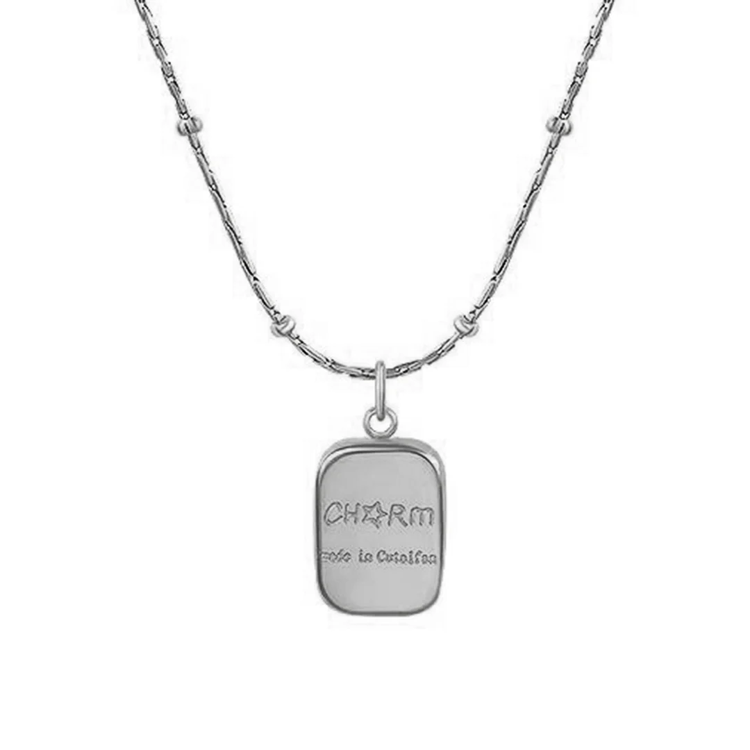 Monogrammed Square Round Bead Gold-Plated Necklace