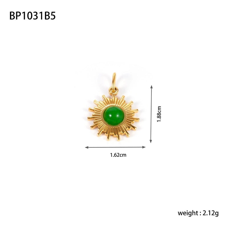 1 Piece 304 Stainless Steel Natural Stone Sun Pendant Jewelry Accessories