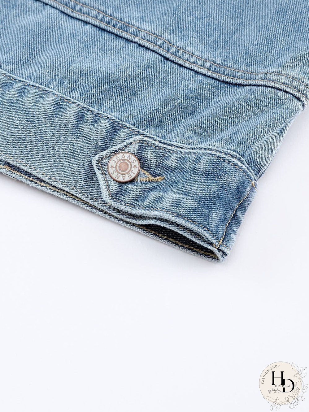 Sky Blue Rhinestone Embellished Denim Shacket