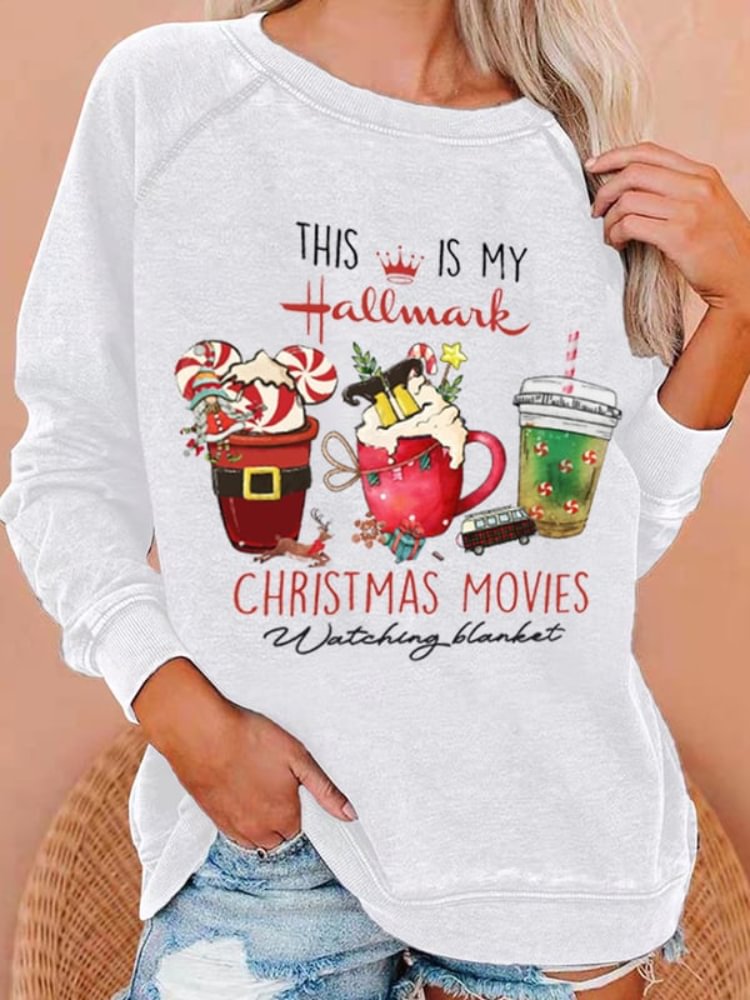 Comstylish This Is My Christmas Movies Print Sweatshirt