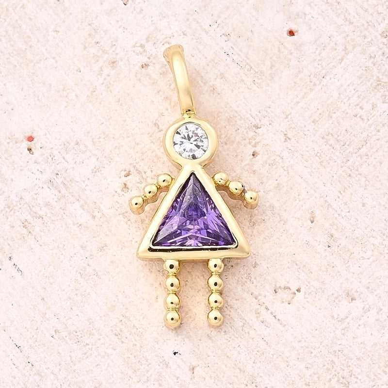 1 Piece 15x7mm Hole 2~2.9mm Copper Lucky Stone Birthstone Zircon 18K Gold Plated Geometric Simple Polished Jewelry Accessories Pendant