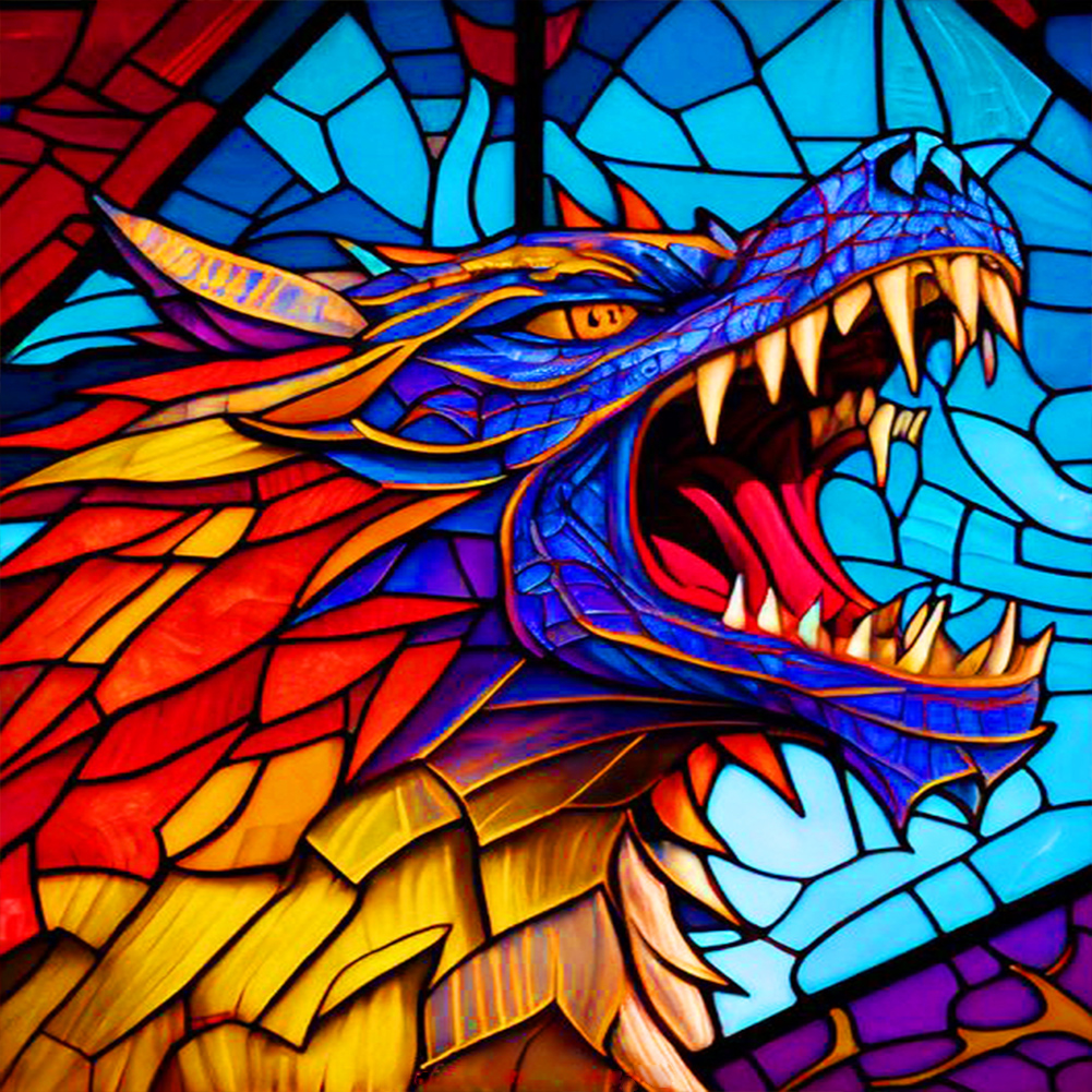 Stained Glass Dragon-Full Round Diamond Painting-30*30CM