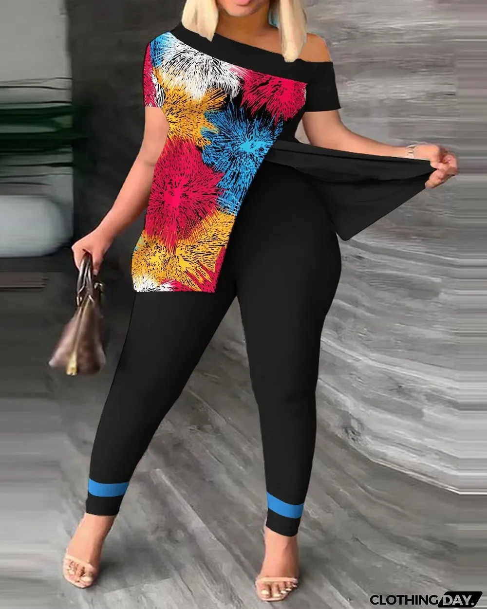 Summer Fashion Casual Off Shoulder Print Set