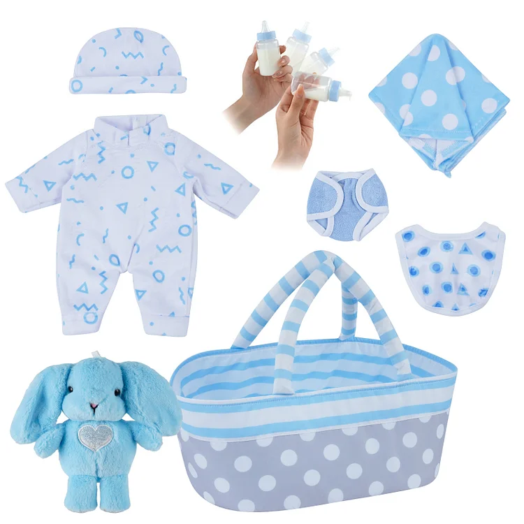 [Suitable for 12'' Boy] Time-Limited Offer! Rsgdolls® Adoption Reborn Baby Essentials-8pcs Gift Set：Realistic Reborn Baby Dolls By Rsgdolls®