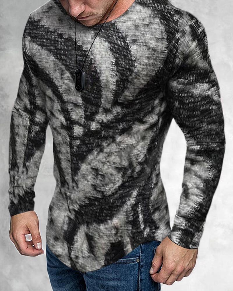 Men's Casual Long Sleeved Creative Zebra Pattern T-shirt
