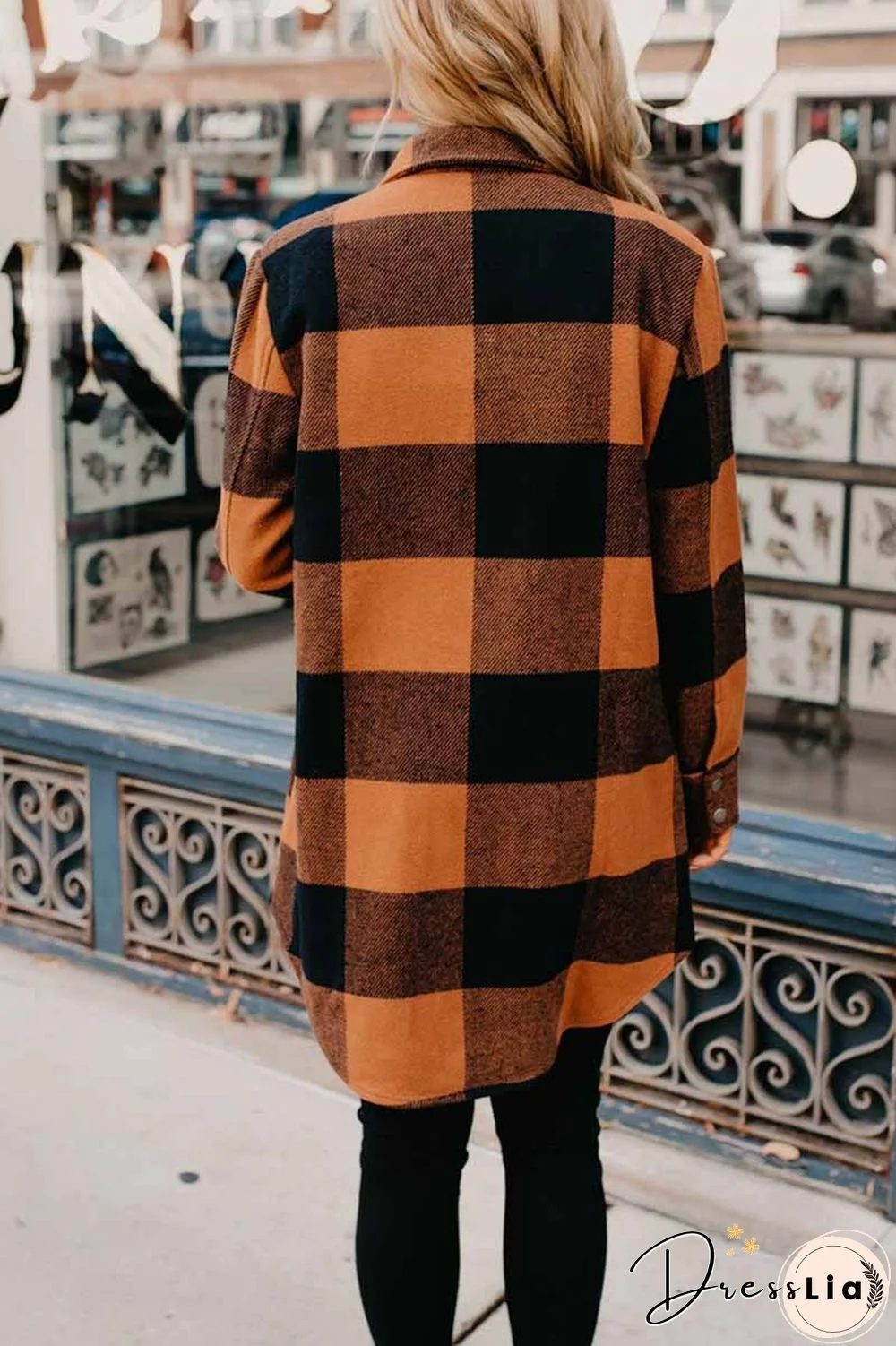 Contrast Plaid Coat