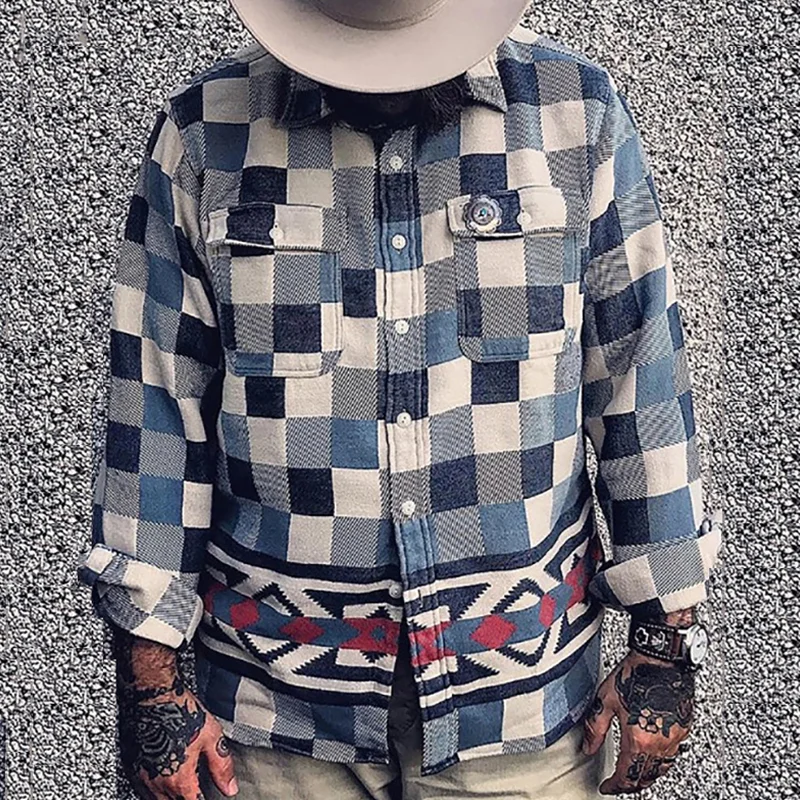 Vintage Check Wool Blend Shirt Jacket