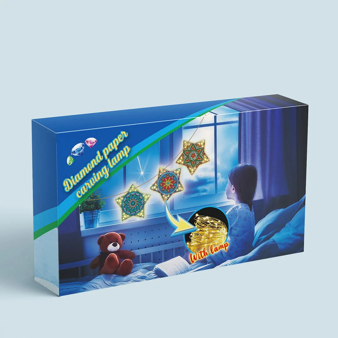 DIY Diamond Painting Christmas Tree LED Hanging Star Lights