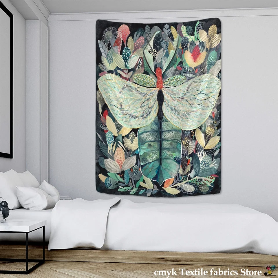 Butterfly Mushroom Tapestry Wall Hanging Colorful Bohemian Hippie TAPIZ Psychedelic Witchcraft Simple Art Room Home Decor