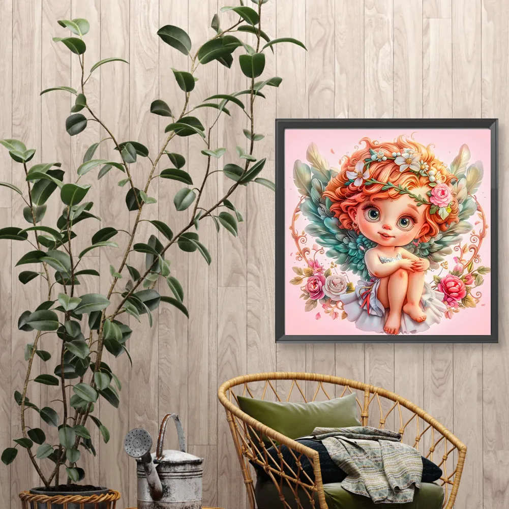Full Round Diamond Painting 40*40cm - Flowers And Grass Peace Angel Girl