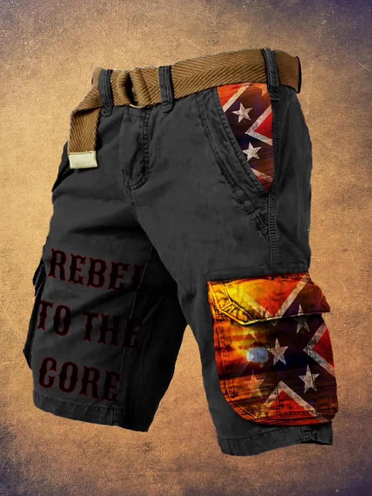 Rebel Flag Pattern Men's Cargo Shorts