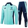 Joyfball 2024/2025 Kids Size Manchester United Long Zipped Jacket Light Green Football Jersey 1:1 Thai Quality