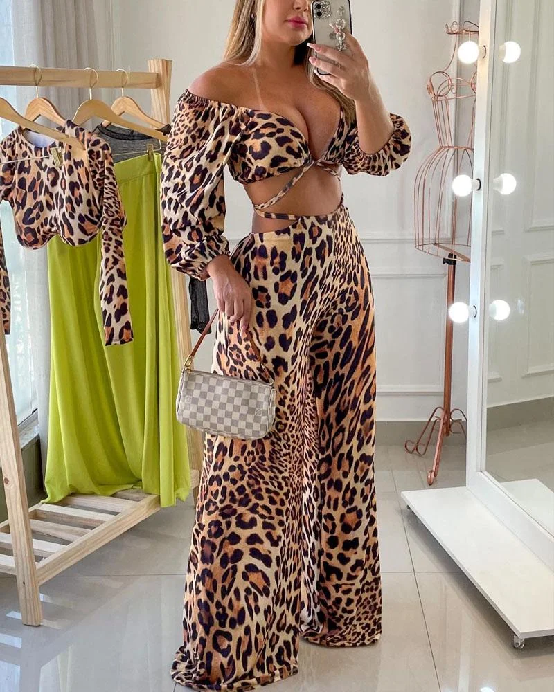 Sexy Leopard Print Holiday Leisure Suit