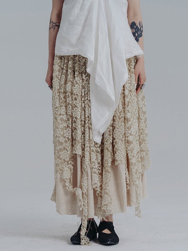 Stylish Irregular Linen Tie-Dyed A-Line Skirt