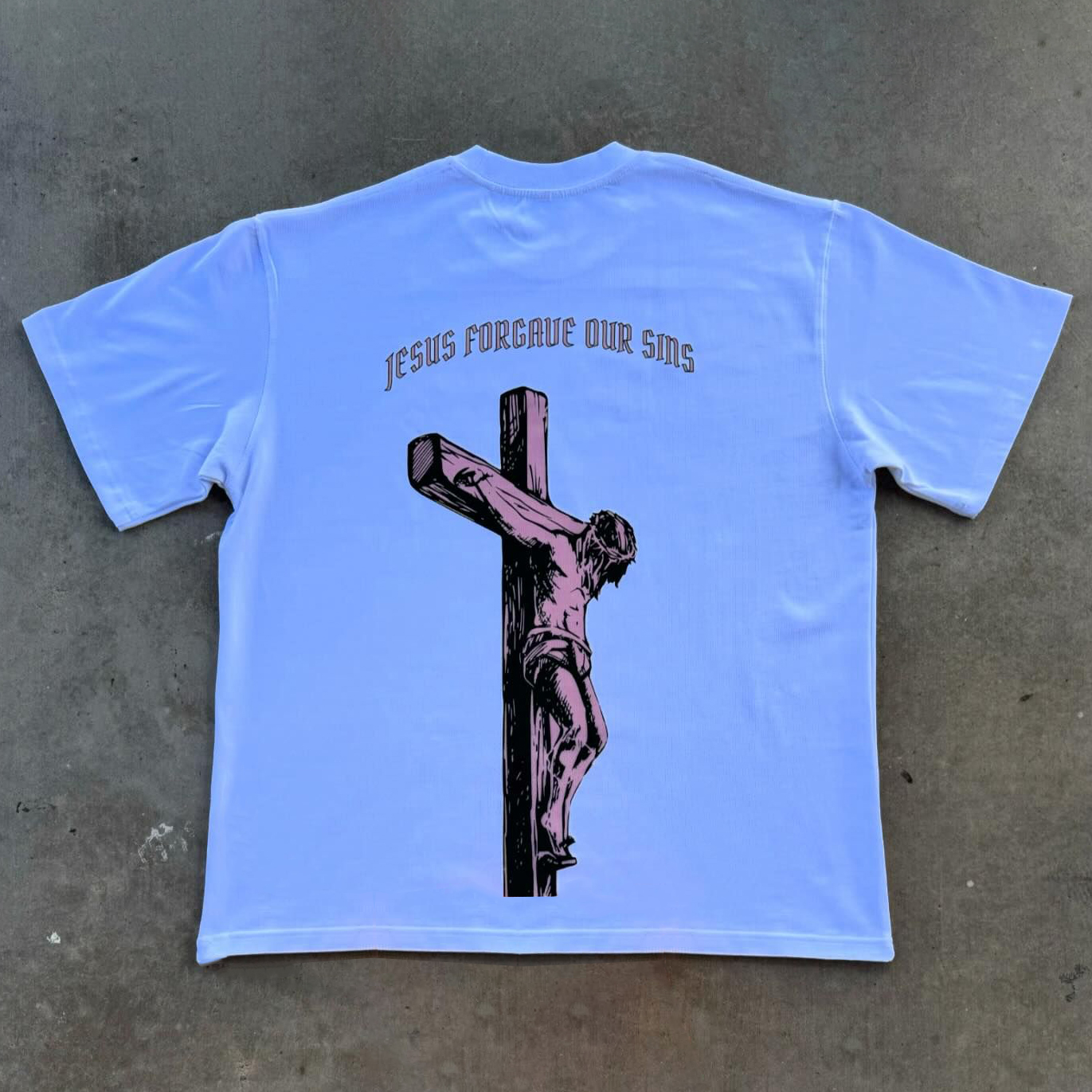 Jesus Forgive Our Sins Print Short Sleeve T-Shirt