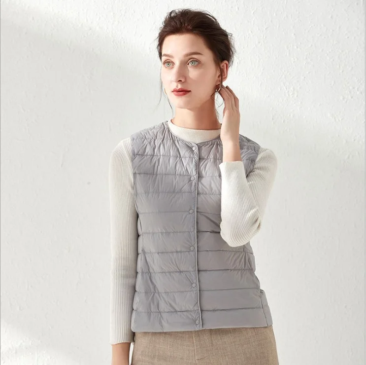 Woherb Hot Style Autumn Winter New Down Vest Female Thin And Short Money Without Collar Vest Fashion Portable Coat Slim Tide-Outfit Ideas