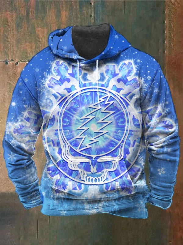 Unisex Skull Snowflake Print Heavyweight Hoodies
