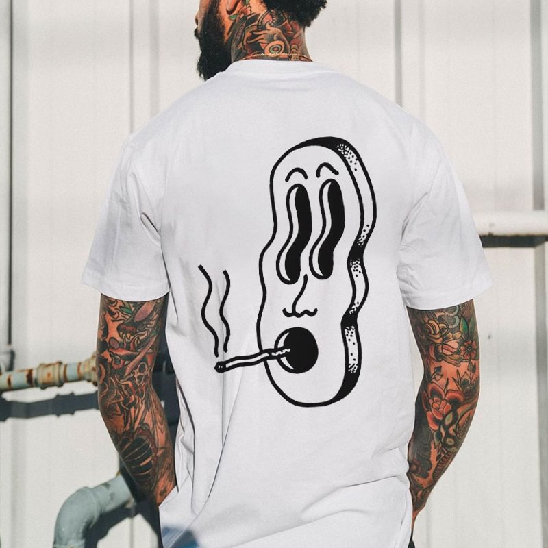 Cute Twisty Face Smokes Printed Men's T-shirt - Krazyskull