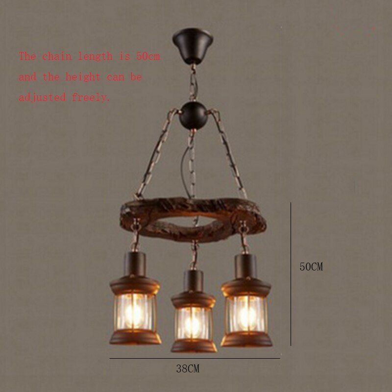 Nordic Industrial Wind Loft LED Pendant Lights Retro Solid Wood Pendant Lamps Living Roon Restaurant Cafe Bar Decor Hanging Lamp
