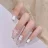 Bayuyun 24Pcs/Set Coffee Leopard French Fake Nails with Diamonds Japan Korean Artificial Acrylic Press on Nails Removable Stick on Nails
