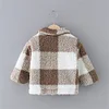 Kid Baby Girl Plaid Lapel Collar Button Design Coat