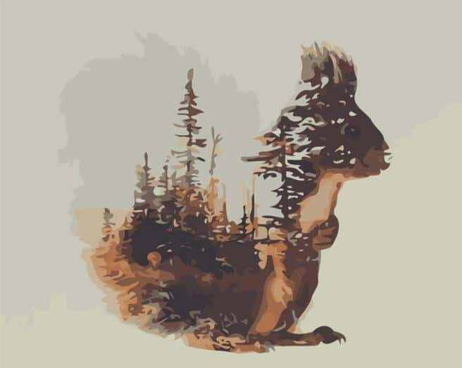 

Double Exposure Squirrel – Paint By Numbers - 40*50CM, 501 Original