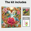 Rote Rose DIY, Spezialform-Bohrer, Diamantkunst, Perlen-Malset, mit Rahmen 25x25cm,