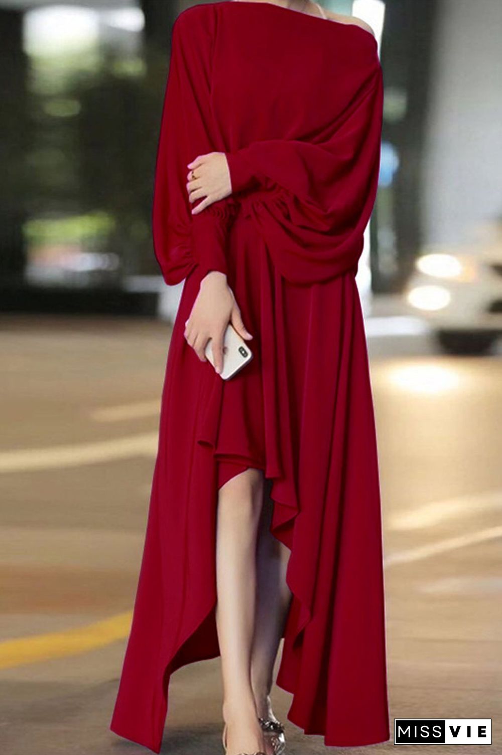 Celebrities Elegant Off the Shoulder Asymmetrical Dresses(3 Colors)