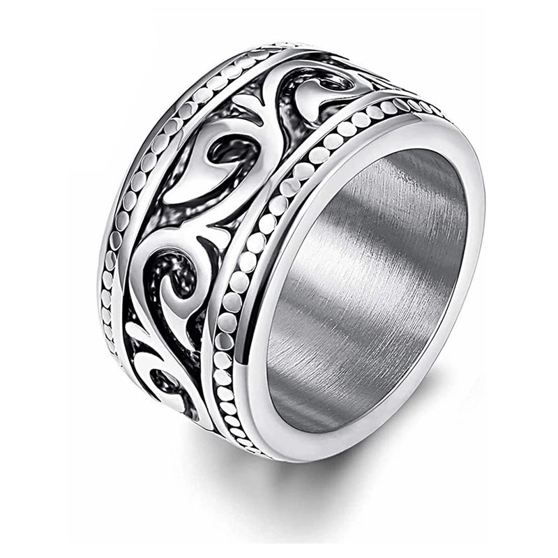 Retro Geometric 304 Stainless Steel Polishing Plating Black Plated Men’S Rings