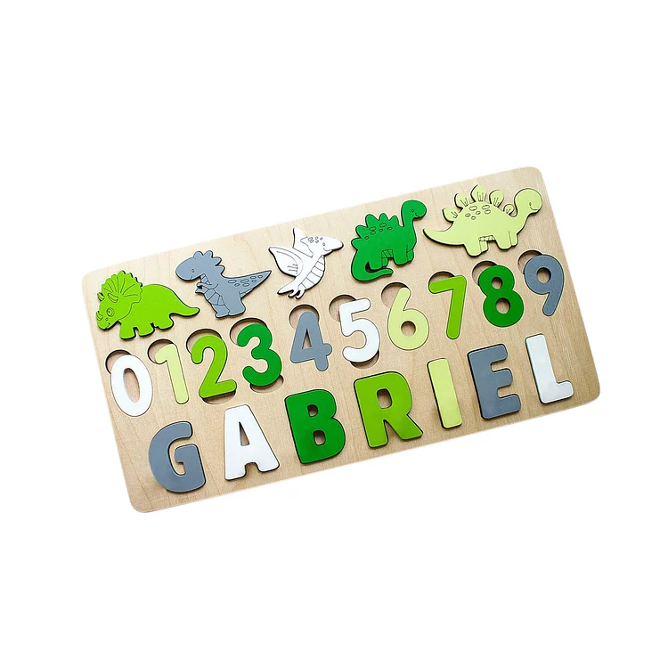 Puzzles bébé nom personnalisé dinosaure Jouets d'apprentissage précoce Jessemade FR