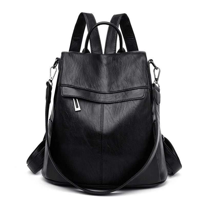 Genuine Brand Women Leather Backpack Female Multifunction Anti-theft Backpack School Shoulder Bag for Teenage Girls Preppy Style
