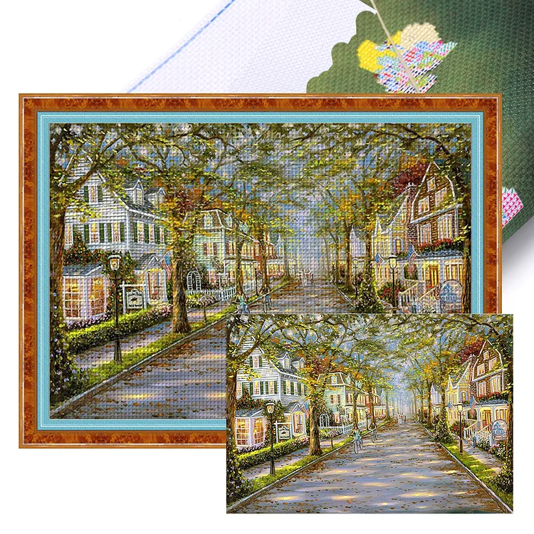 『HuaCan』Avenue  - 16CT Stamped Cross Stitch(60*45cm)