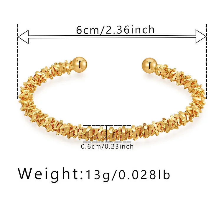 18K Gold Simple Electroplated Metal Bracelet Opening Design Vocosi VOCOSI