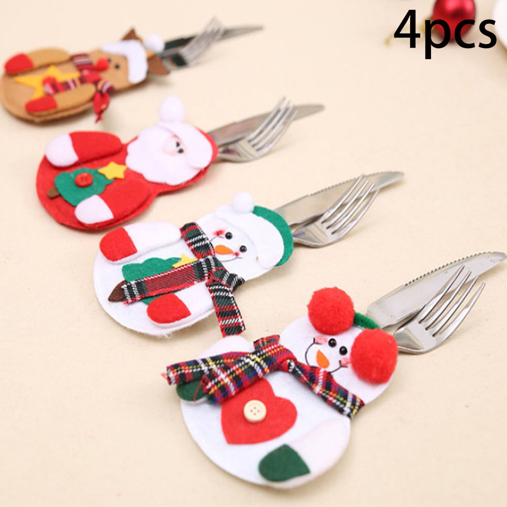 4pcs Christmas Cutlery Bags