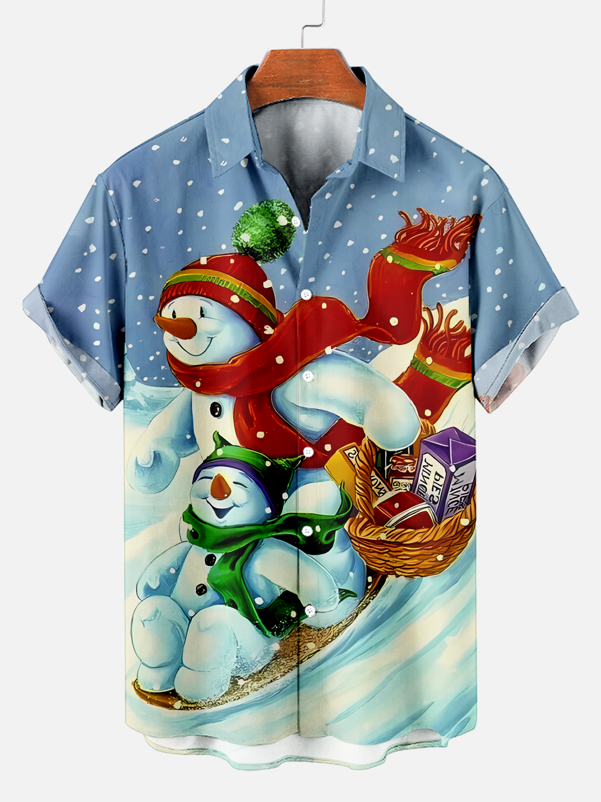 Men's Christmas Snowman Frosty Print Shirt PLUSCLOTHESMAN