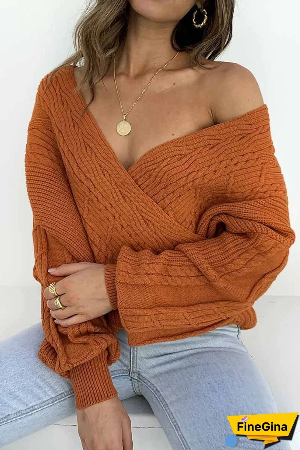 Sexy V-neck Off-shoulder Sweater Casual Sweater