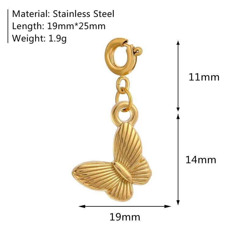 1 Piece 16 * 17mm 18*14mm 304 Stainless Steel Zircon Geometric Heart Shape Butterfly Polished Pendant Jewelry Accessories