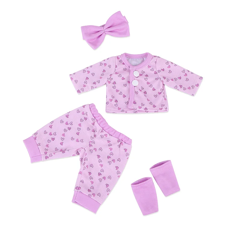 For 12" Reborn Baby Doll Pink and Purple Girl Love 4 Pieces Set Accessories