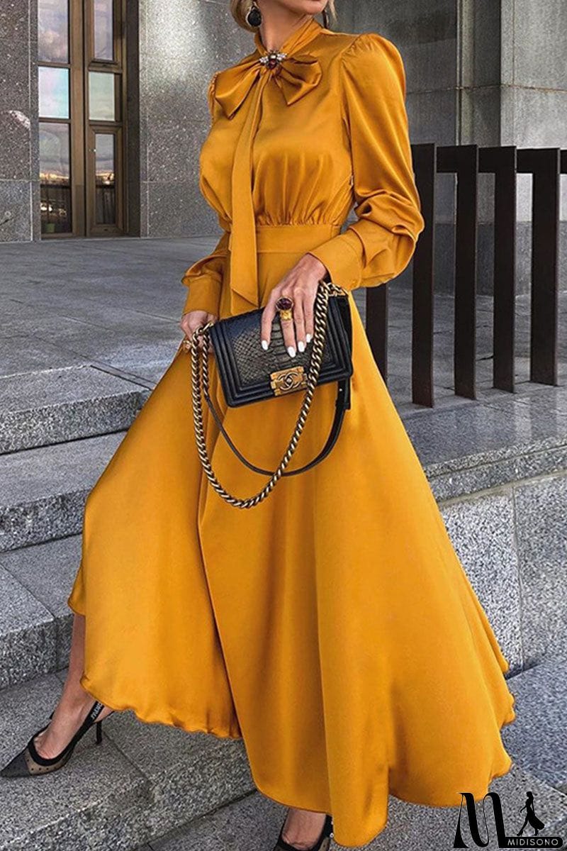 MidiSono - Fashion Elegant Solid O Neck Evening Dress Dresses