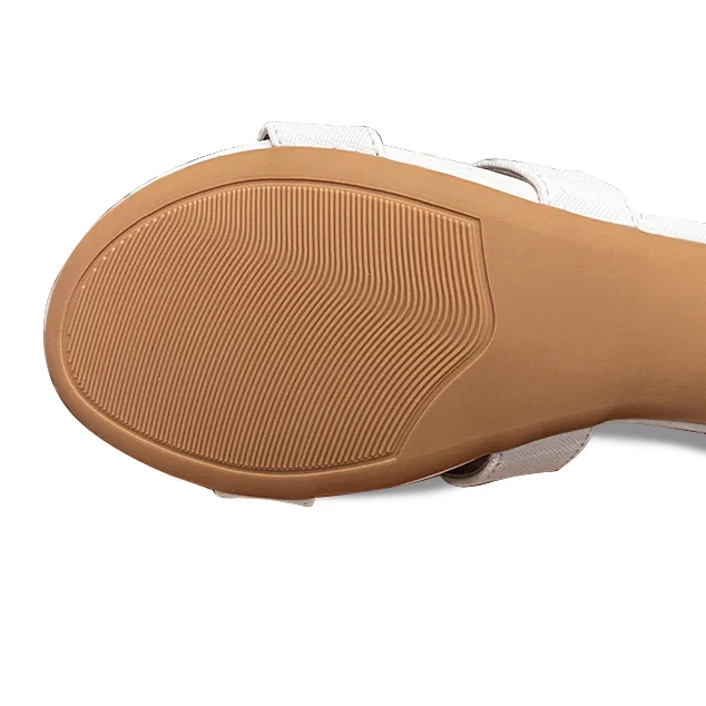 5cm Womens H Shaped Square Open Toe Summer Texture Sandals Flats-MERUMOTE