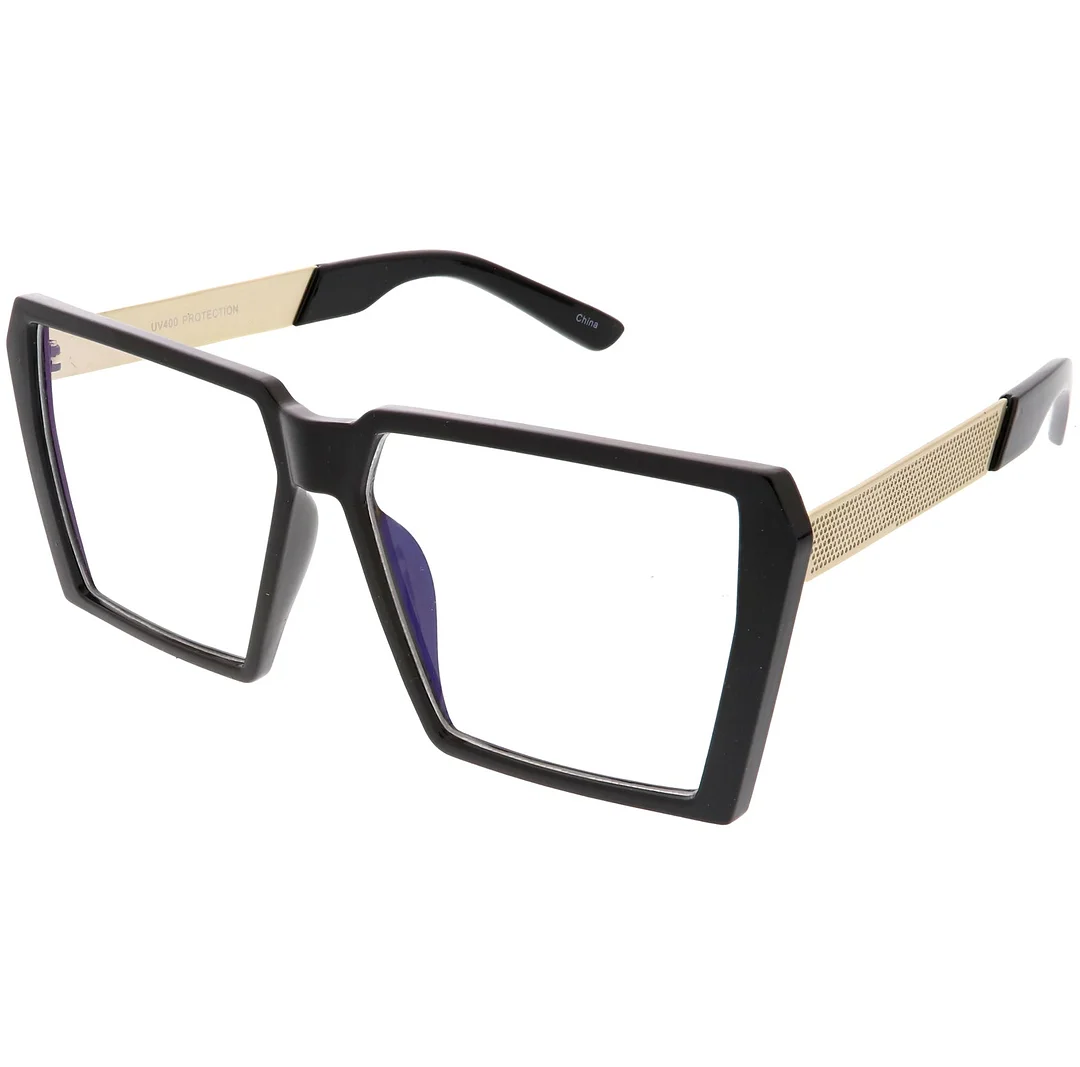 Oversize Modern Chunky Square Eyeglasses Flat Clear Lens 60mm