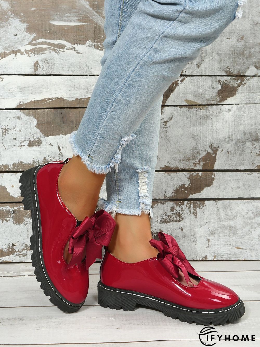 Women's Bow Decor Hollow out Slip On Mary Jane Shoes | IFYHOME