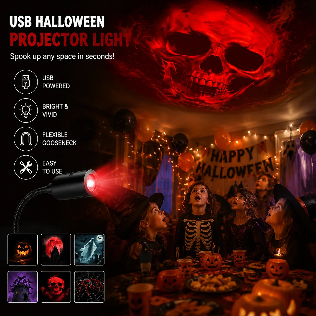 Plug-&-Play HD Star Projector: Halloween 6-Disc Set