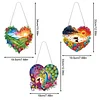 (US Local)3Pcs Sunrise Peacock Girl Diamond Painting Hanging Pendant for Garden Window