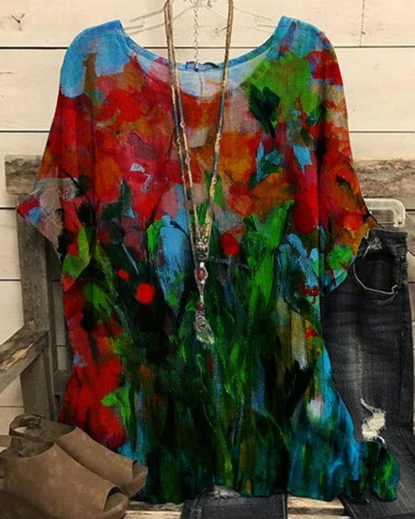 Women's Floral Pattern Loose Top