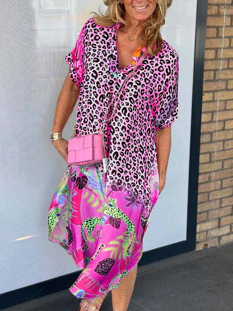 Women Boho Dress Summer Fashion Split Part V Neck Short Sleeve Midi Loose Casual Beach Holiday Dresses For Women Robe Femme Prom
