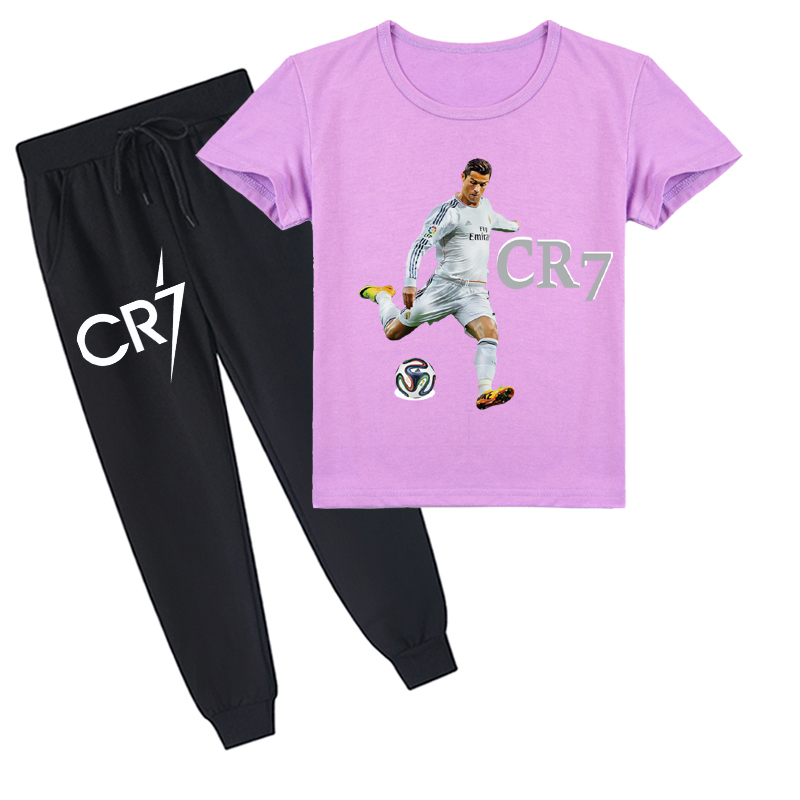Mayoulove Cristiano Ronaldo Kids Short Sleeve T-Shirt Set - Stylish Sportswear for Boys  Girls, Perfect for Fans-Mayoulove