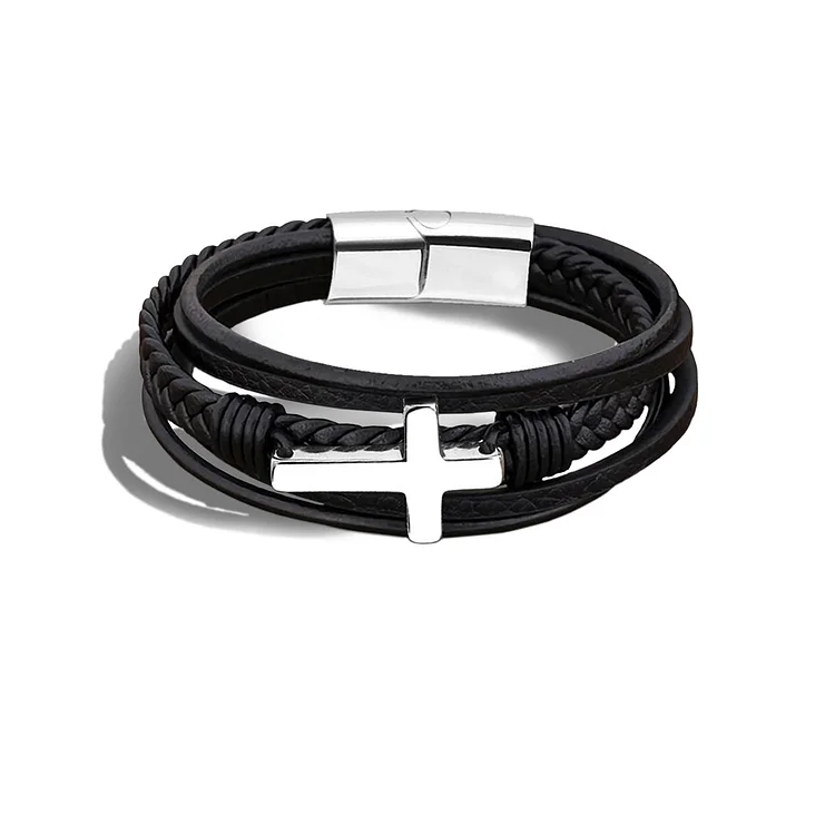 For Grandson - Pray That You Are Safe, Well And Happy Cross Bracelet