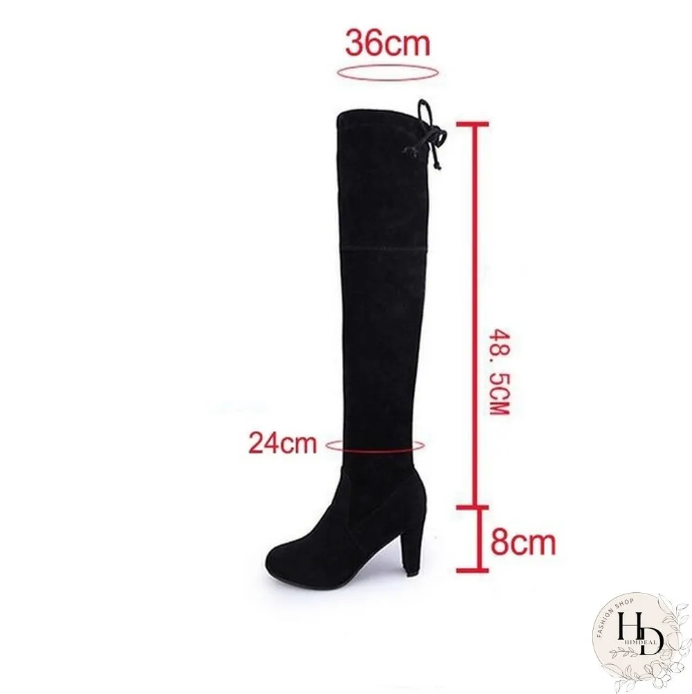 Womens Stretch Slim Thigh High Boots Fashion Over The Knee Heels Size 34-43 Red Black Grey